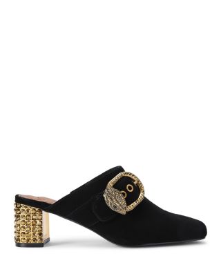 KURT GEIGER LONDON - Women's Mayfair Eagle Buckle Crystal Studded Block Heel Mules