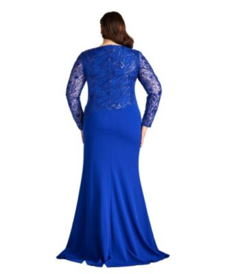 Plus Ren Bead Embroidered Crepe Gown