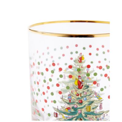 Christmas Tree Polka Dot Double Old Fashioned Glass, Set of 4