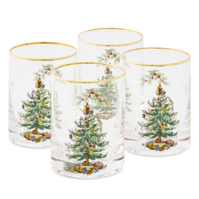 Christmas Tree Double Old-Fashioned Glass, Set of 4