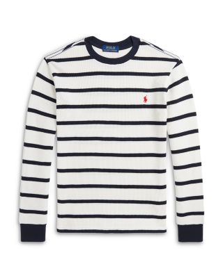 Ralph Lauren - Boys' Striped Waffle Cotton Long Sleeve Tee - Little Kid, Big Kid