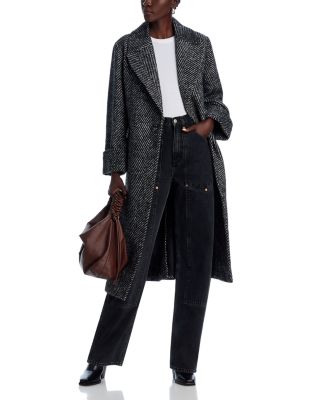 AQUA - Chevron Herringbone Coat - Exclusive