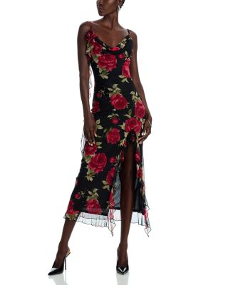 AQUA - Side Slit Mesh Dress - Exclusive