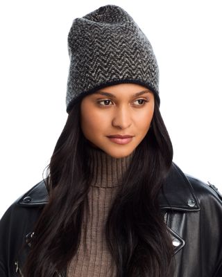 Vince Cashmere Wool Knit Herringbone Beanie