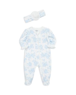 Girls' Roses Print Footie With Headband - Baby