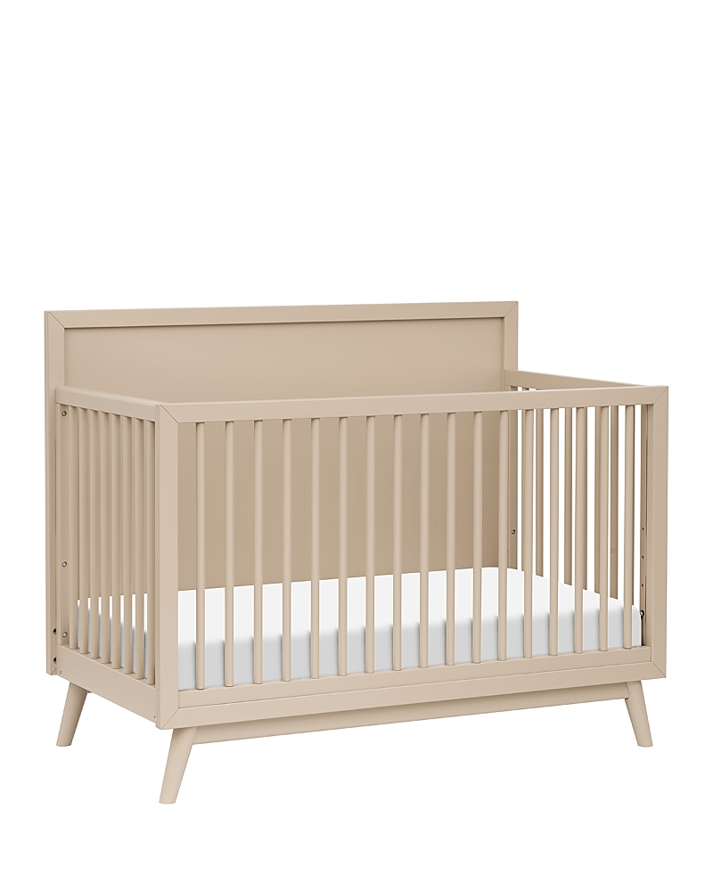 Product photo of Babyletto Palma Mid-Century 4-in-1 Convertible Crib with Toddler Rail- Taupe in New/Like New condition