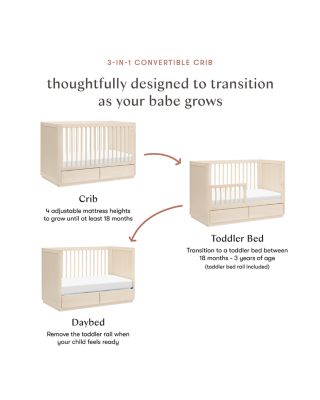 Bento 3 in 1 Convertible Storage Crib With Toddler Bed Conversion Kit