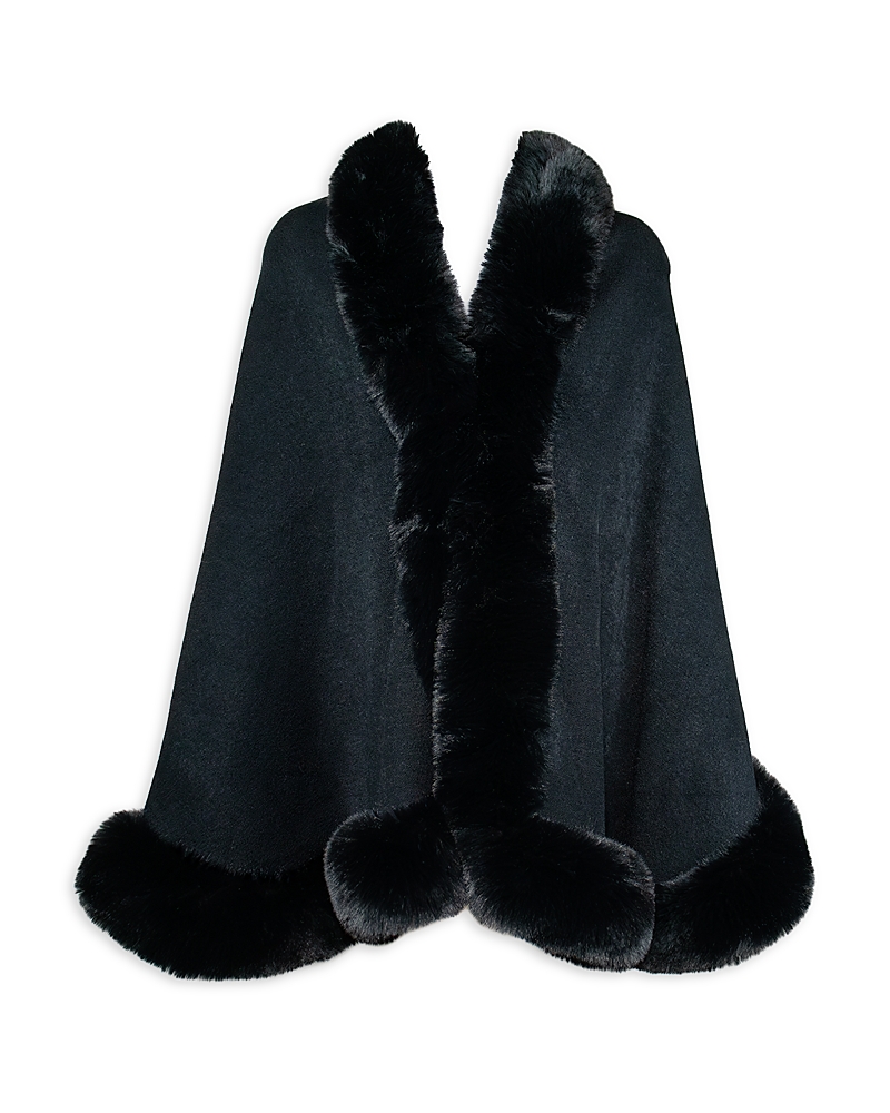 Surell Faux Fur Trim Poncho