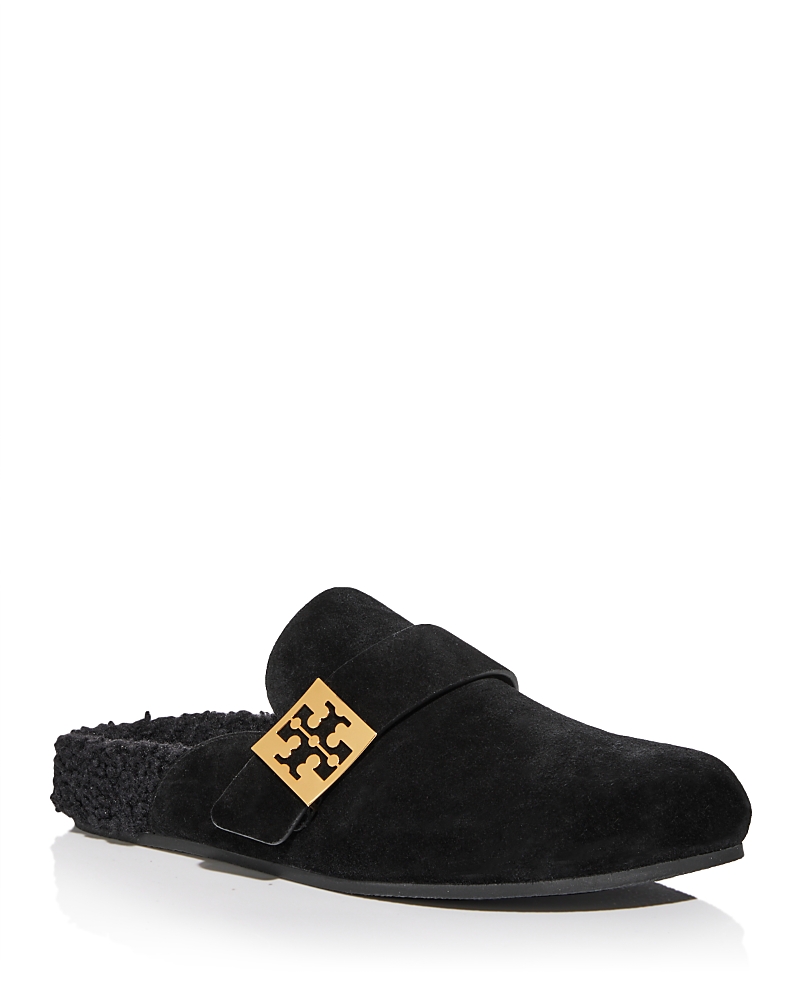 Tory Burch Mellow Faux Shearling Lined Mule In Black