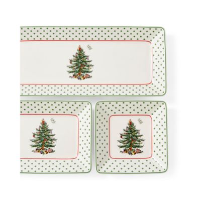 Christmas Tree Polka Dot 3-Piece Nesting Tray Set