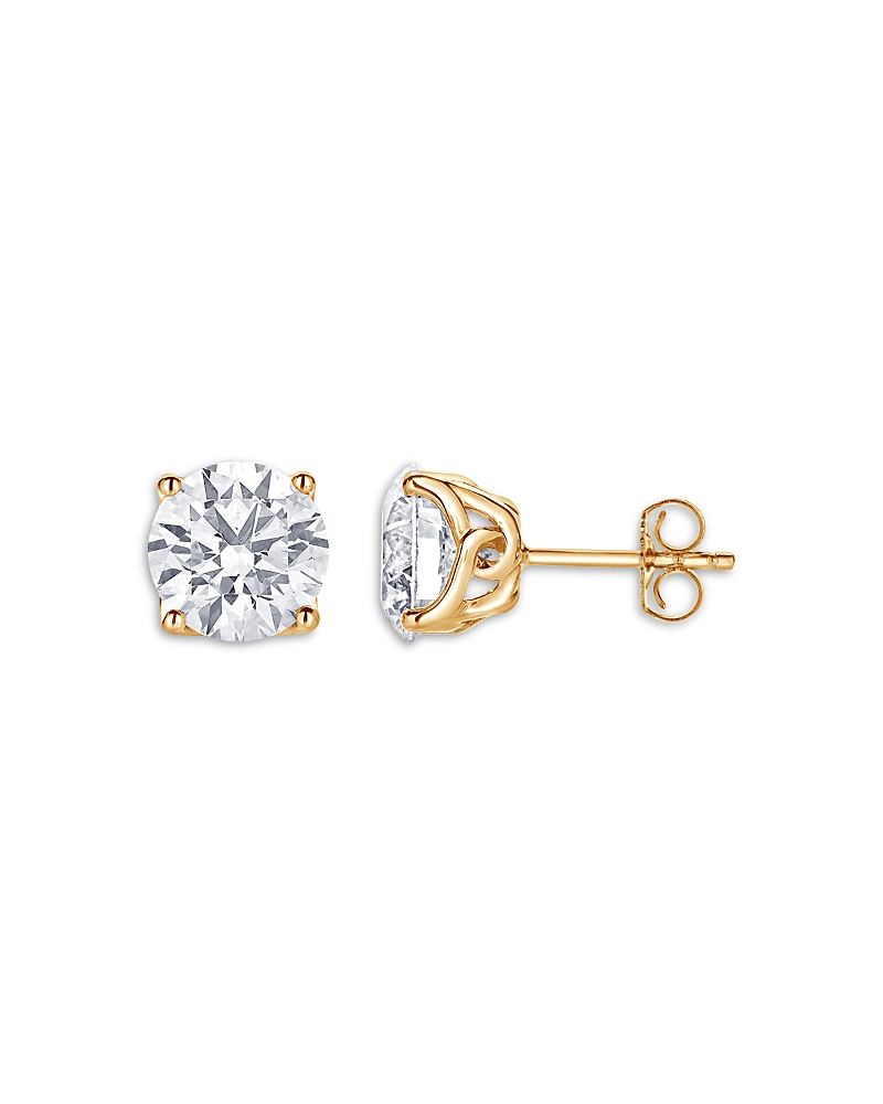 Bloomingdale's Fine Collection Certified Lab Grown Diamond Tulip Setting Stud Earrings In 18k Yellow Gold, 3.0 Ct. T. W. In White/gold