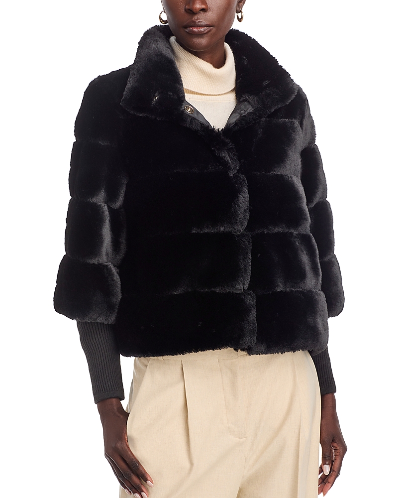 Love Token Faux Fur Jacket In Black