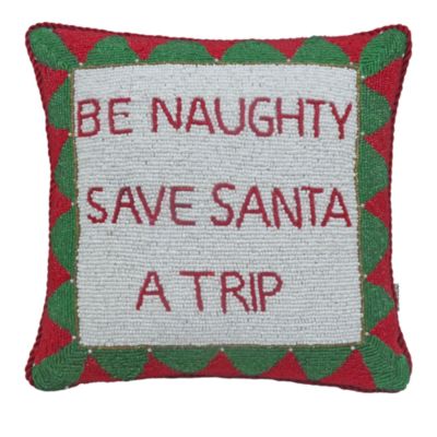Sudha Pennathur Be Naughty Beaded Decorative Pillow, 10 x 10
