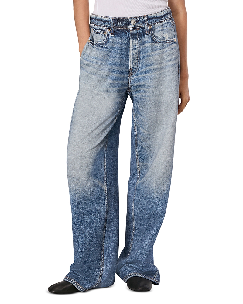 rag & bone Miramar High Rise Wide Leg Cotton Terry Sweatpant Jeans in Noosa