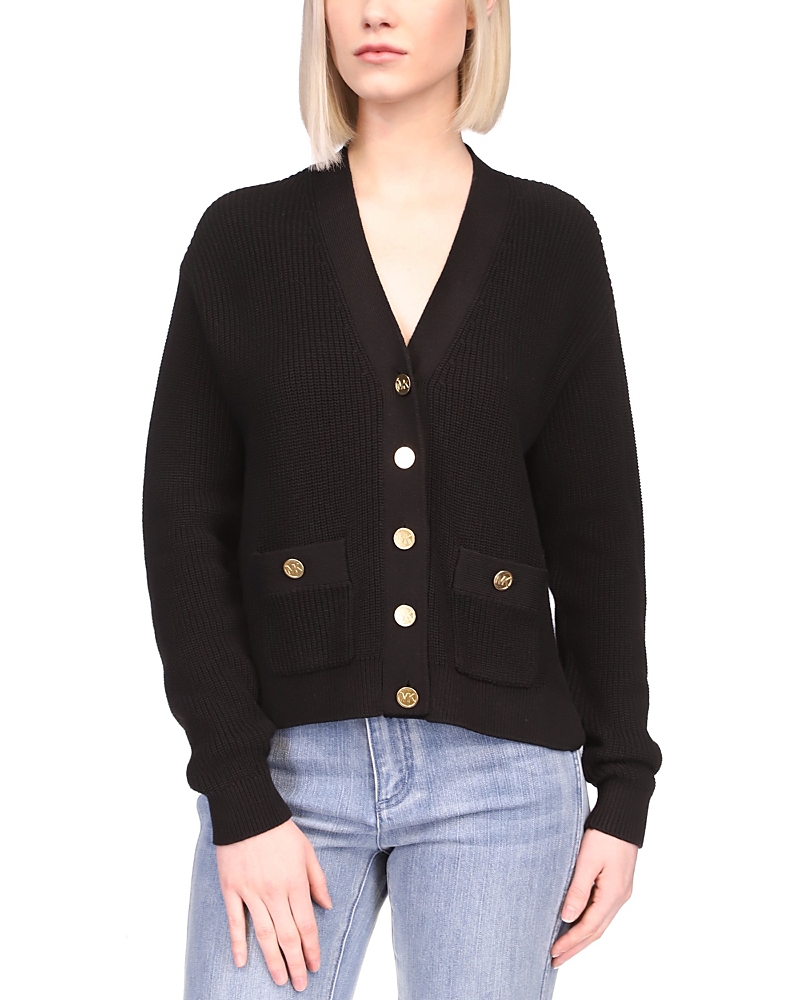 Michael Kors Michael Patch Pocket Cardigan In Black