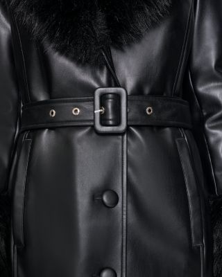 Faux Leather Trench Coat