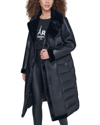 KARL LAGERFELD PARIS - Mixed Media Puffer Coat