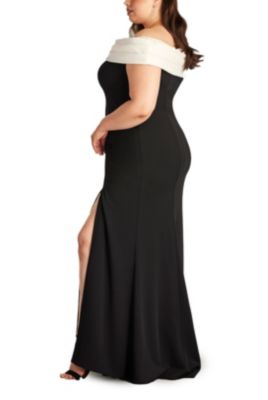 Plus Dalton Two-Tone Off-Shoulder Gown