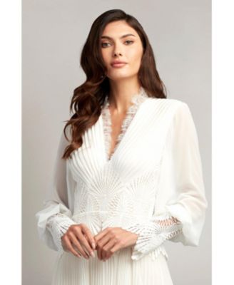 Yates Pleated Chiffon & Lace Gown