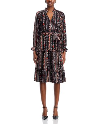 Tiered Long Sleeve Midi Dress