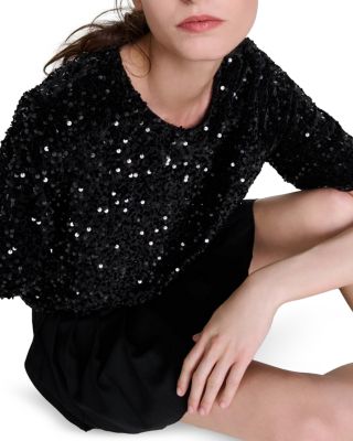 Lequinou Velvet and Sequin Top