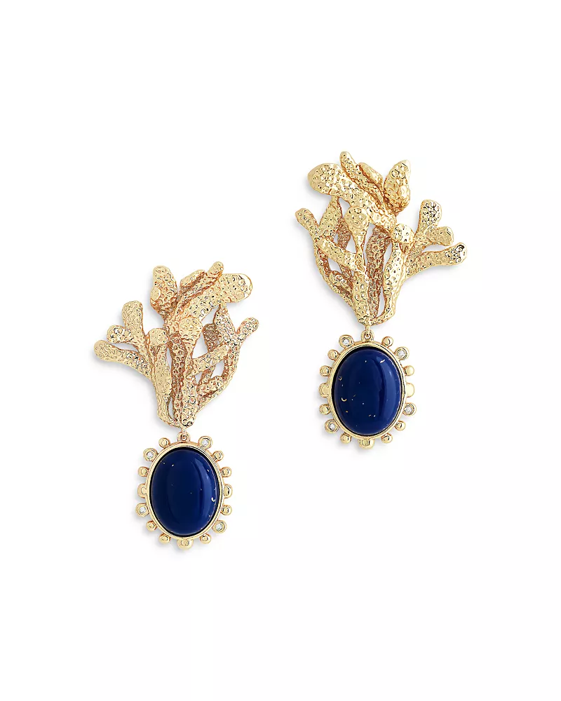 Anabel Aram Lapis Oval Bead Drop Earrings