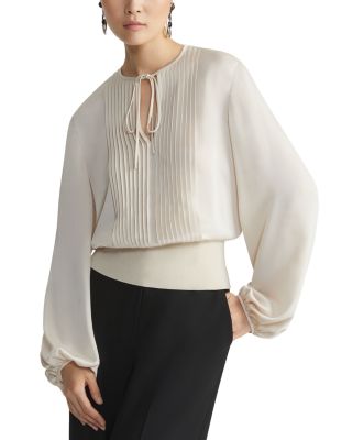 Lafayette 148 New York Pintuck Balloon Sleeve Blouse