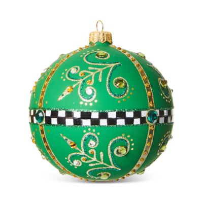 Mackenzie-Childs Emerald Luxe Matte Ball Glass Ornament