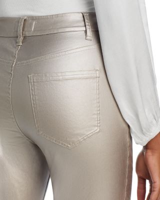 Lennon High Rise Straight Jeans in Silver Metallic