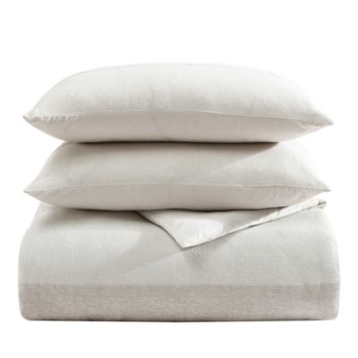 Chenille Waffle Stripe 3 Piece Duvet Cover Set, Queen