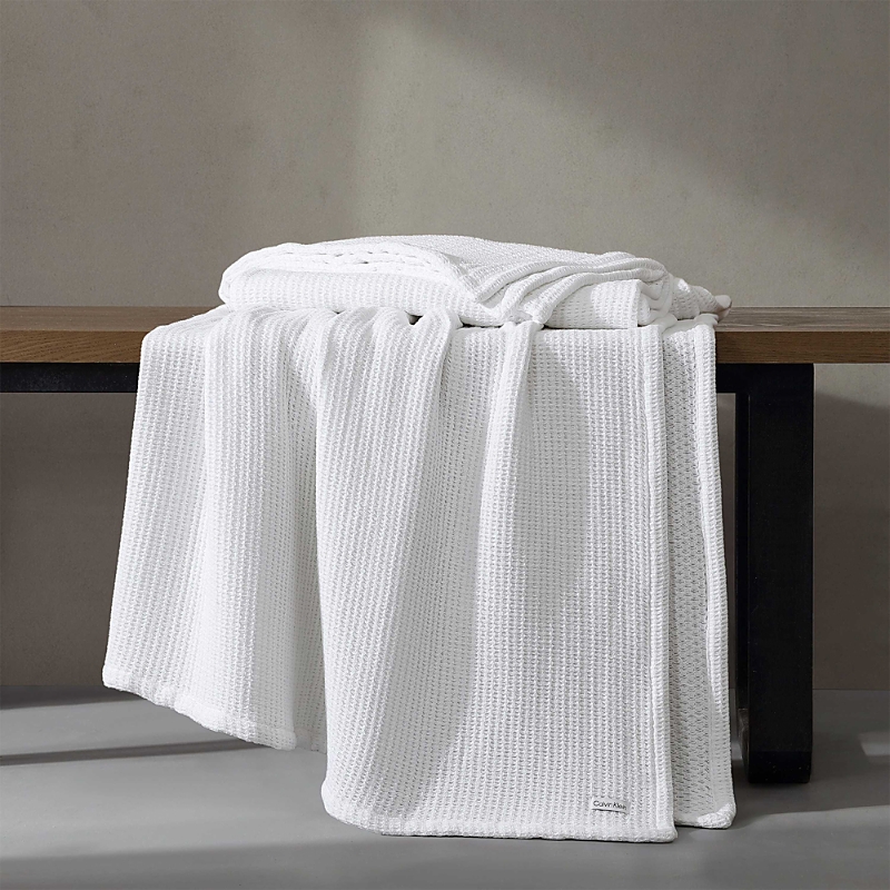 Calvin Klein Cotton Weave Ring Spun Blanket, King In White