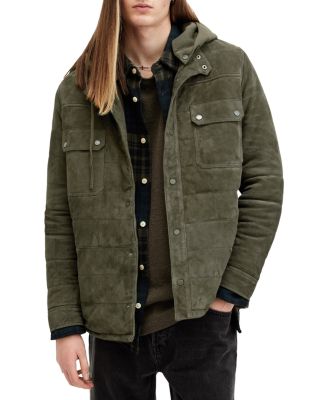 ALLSAINTS - Ross Suede Removable Hood Quilted Shirt Jacket