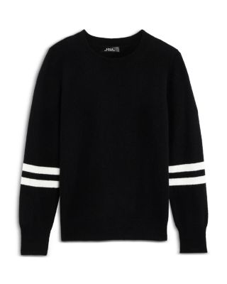 AQUA - Girls' Stripe Sleeve Cashmere Pullover Crewneck Sweater, Big Kid - Exclusive
