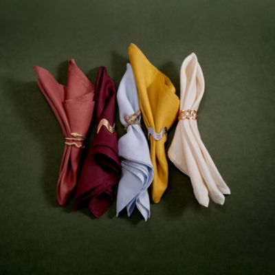 Platinum Tone Ripple Napkin Rings, Set of 4