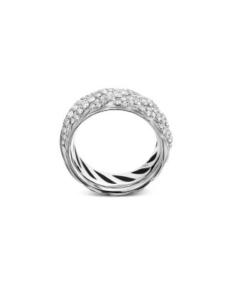 Sterling Silver Faceted Diamond Pav&eacute; Ring