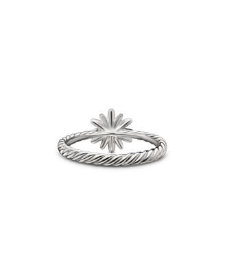 Sterling Silver Petite Starburst Station Ring with Diamonds