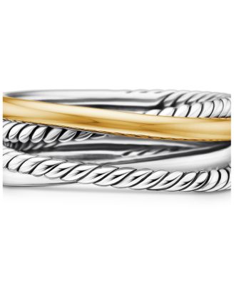 Crossover Band Ring in Sterling Silver with 18K Yellow Gold, 6.8mm