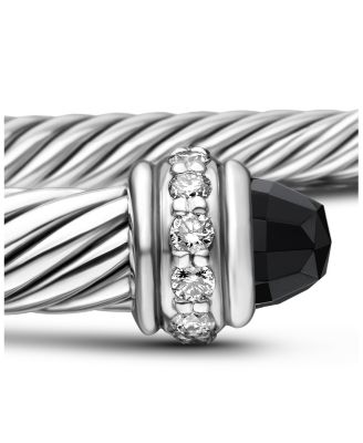 Sterling Silver Cable Classic Bracelet with Black Onyx & Diamonds 