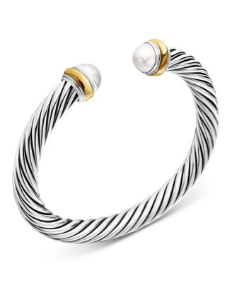 Classic Cable Bracelet in Sterling Silver with 14K Yellow Gold, 7mm