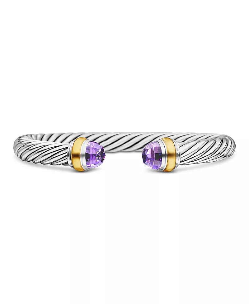 David Yurman Cable Classics Bracelet with Amethyst and 14K Yellow Gold