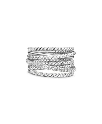 David Yurman - Crossover Wide Ring with Diamonds