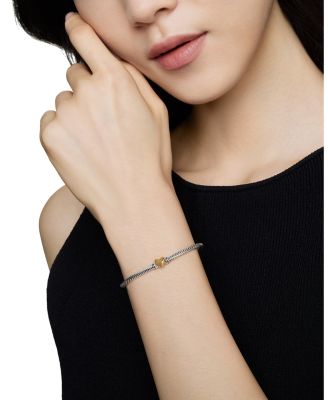 Cable Collectibles&amp;reg; Heart Bracelet in Sterling Silver with 18K Yellow Gold, 3mm