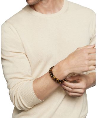 Men's Spiritual Beads Two-Row Bracelet with Tiger's Eye