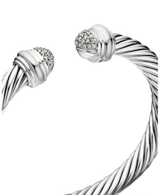 Sterling Silver Cable Bracelet with Diamonds