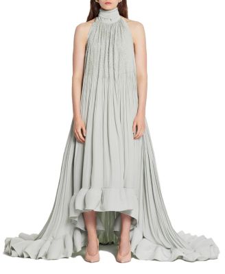 Lanvin - Embroidered Cape Gown In Charmeuse