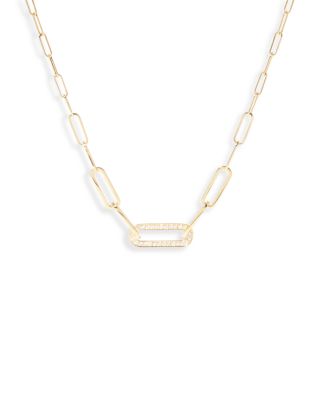 Dinh Van - 18K Yellow Gold Maillon Diamond Pav&eacute; Link Pendant Necklace, 16.93"