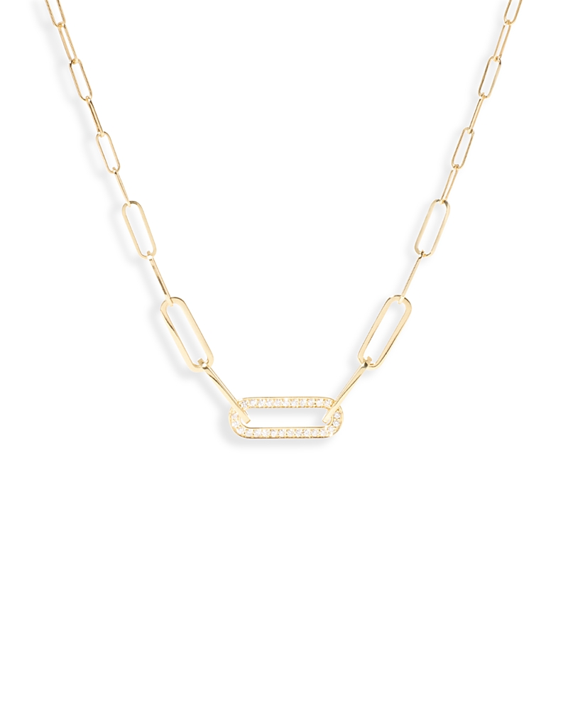 Dinh Van 18K Yellow Gold Maillon Diamond Pave Link Pendant Necklace, 16.93