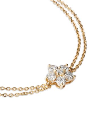 14K Yellow Gold Five Petal Lab Grown Diamond Flower Bracelet