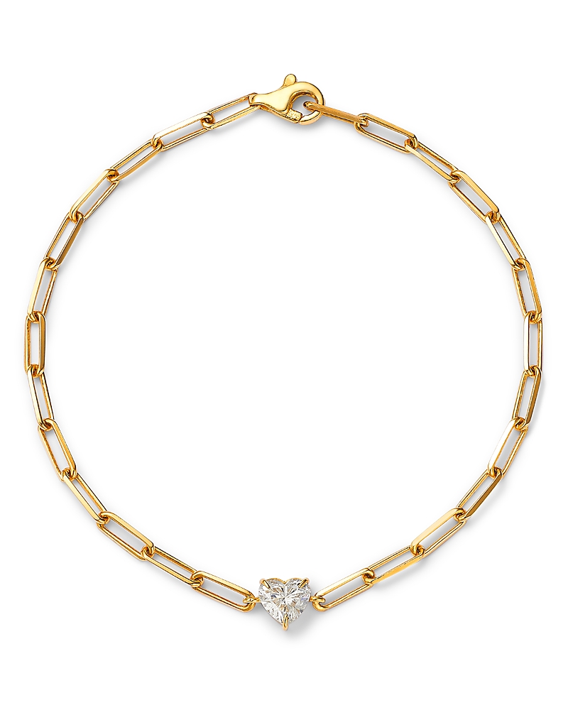 Moon & Meadow Lumeniri 14k Yellow Gold Heart Lab Grown Diamond Paperclip Bracelet In Gold