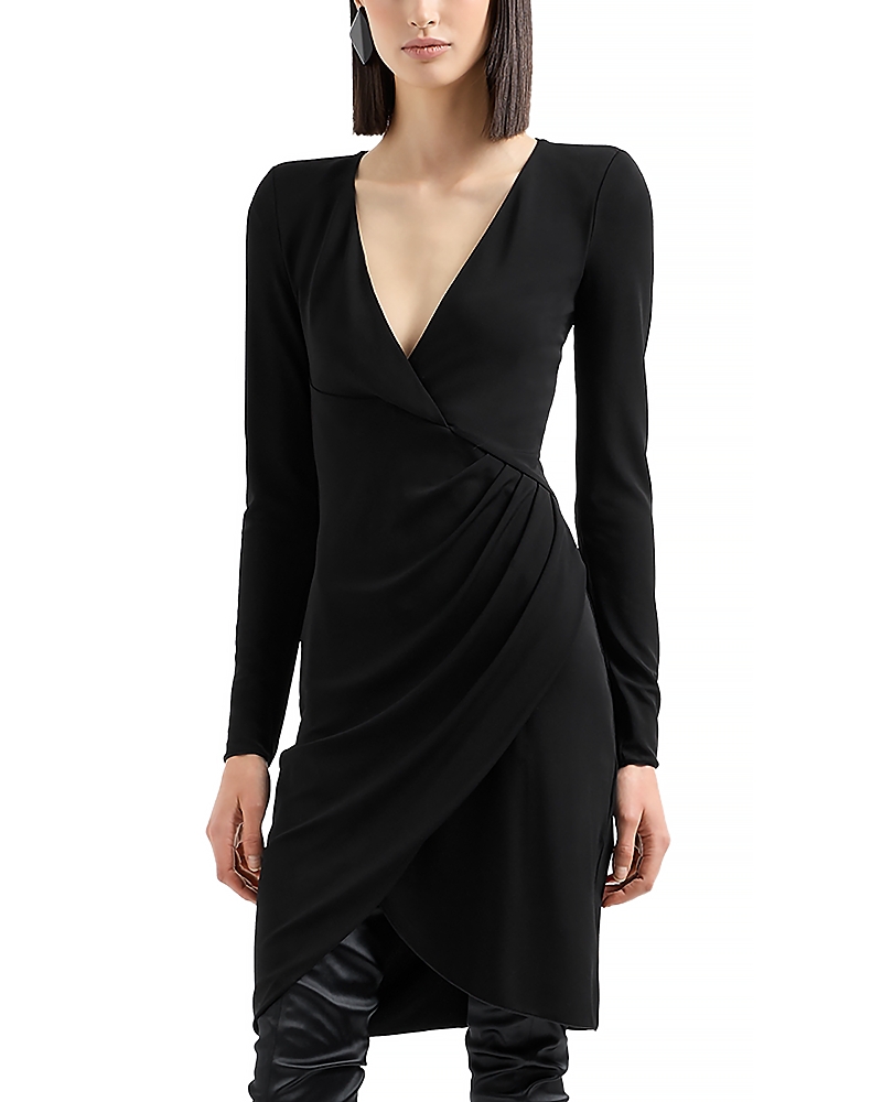 Emporio Armani Opaque Crepe Wrap Effect Dress